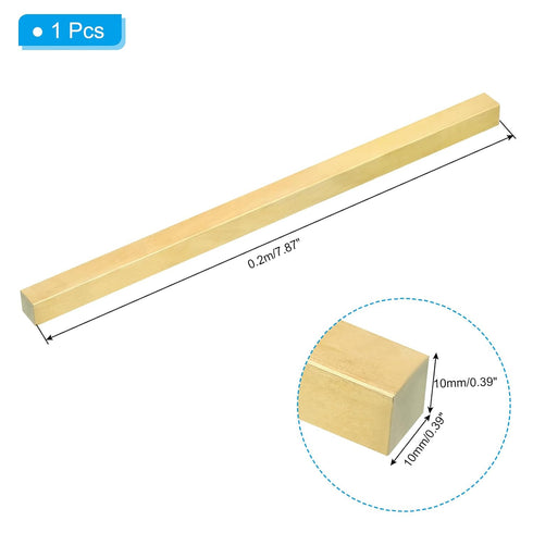 PATIKIL 3/8 x 3/8 x 8" H59 Brass Square Bar, Solid Flat Mill Stock for Crafting Maintenance Electrical Architectural Decoration, Brass