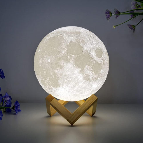 BRIGHTWORLD Moon Lamp Moon Night Light 3D Printed 7.1IN Lunar Lamp for