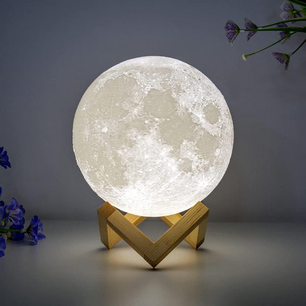 BRIGHTWORLD Moon Lamp Moon Night Light 3D Printed 7.1IN Lunar Lamp for