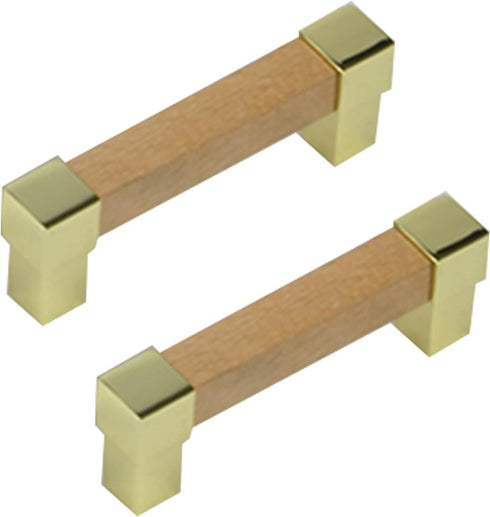 IBOWZ Kitchen Cupboard Handle 2 Pieces Drawer Handle Solid Wood Handles Base Made