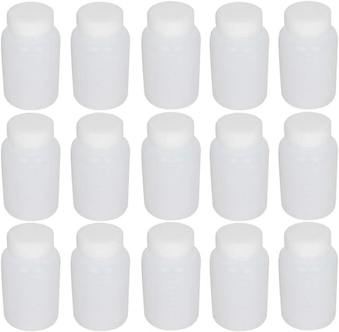 Othmro 15Pcs 100ml Wide Mouth Plastic Empty Lab Cylindrical Chemical Reagent Bottle, Sealing Liquid Storage Container