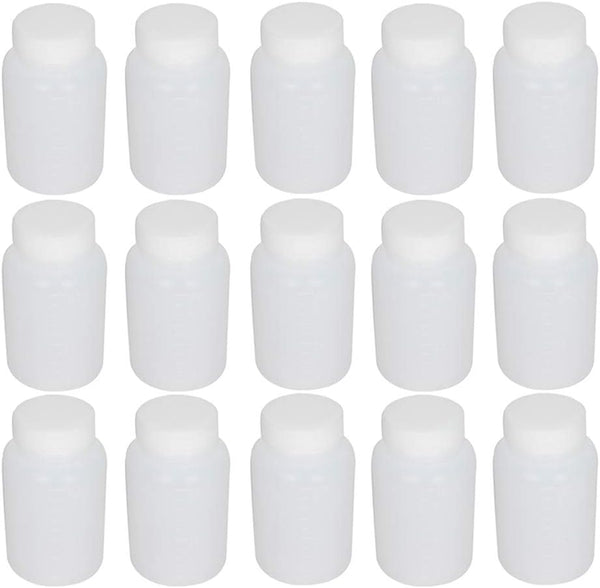 Othmro 15Pcs 100ml Wide Mouth Plastic Empty Lab Cylindrical Chemical Reagent Bottle, Sealing Liquid Storage Container