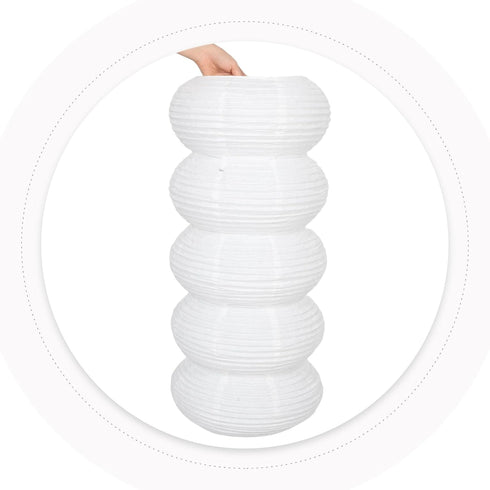 HOMSFOU Paper Floor Lamp Shade Replacement, White round Japanese Paper Lantern, Floor Lighting Shade for Living Room