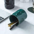 Ceramic Irregular Round Pen Holder for Desk, Cute Stand Gold Line Pencil Cup Pot Organizer for Girls Makeup
