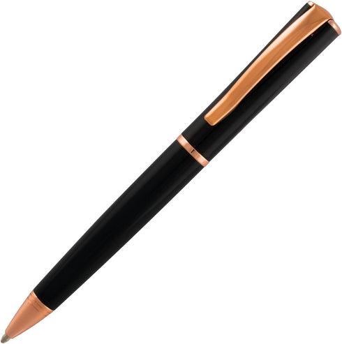 Monteverde Impressa Ballpoint Pen, Black with 18 Karat Rose Gold Trim, Refillable, Luxury Writing Instrument
