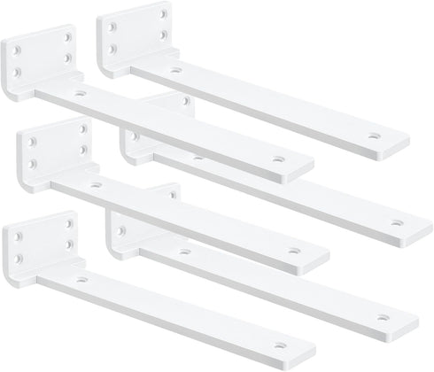 Floating Shelf Brackets 8 inch 6 Pack L Brackets for Shelves White