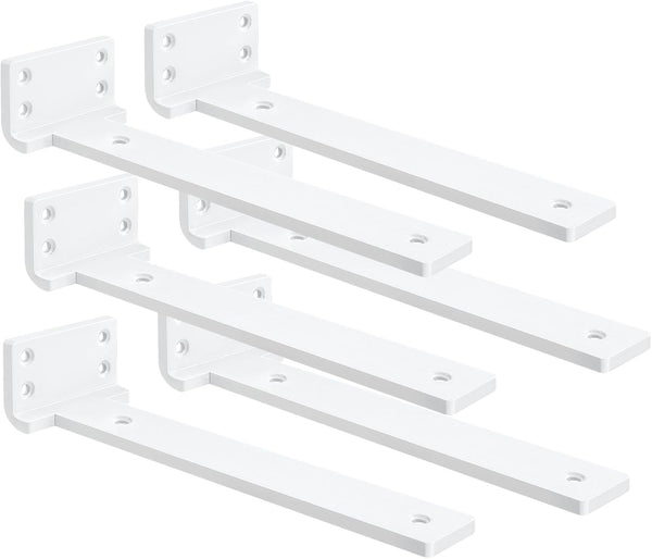 Floating Shelf Brackets 8 inch 6 Pack L Brackets for Shelves White