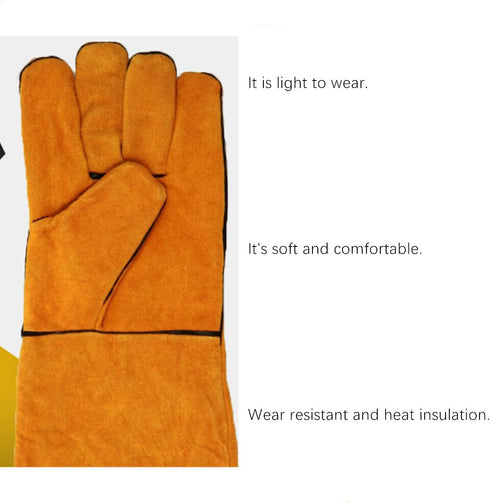 Yellow Leather Welding Gloves, 33cm/13inch for Safety and Protection