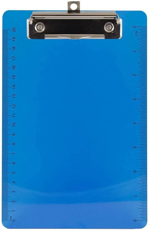 JAM PAPER Small Plastic Memo Clipboards with Low Profile Metal Clip - Mini (6 x 9) - Blue