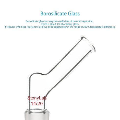 Stonylab Angled Glass Adapter, Borosilicate Glass Pour Out Adapter with 14/20 Standard Inner Joint