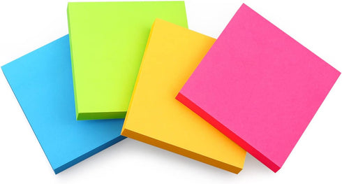 Bright Colors Sticky Notes 3x3, 4 Pads 100 Sheets/Pad Self-Stick Notes