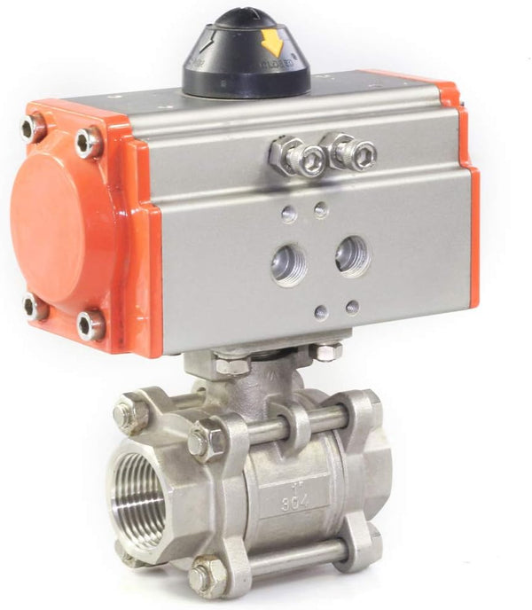 FFIHAKL Pneumatic Actuated Ball Valve 1/2" NPT, Pneumatic Ball Valve Spring Return Stainless