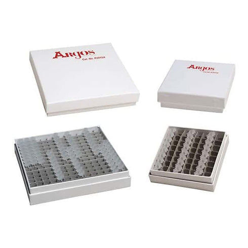 R3012A Cardboard Freezer Box for PCR Tubes with 196-Place Divider, 5 1/4" x 5 1/4" x 1"