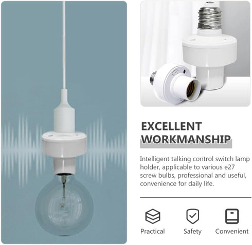 E27 Bulbs Outanaya Voice Control Lamp Holder Socket Smart Voice Activated Light Socket Compatible with Led Incandescent