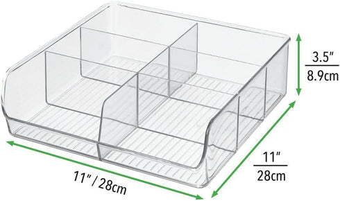 6 Closets, mDesign Plastic Home Office Wide Bin Organizer with Compartments for Cabinets, Drawers, Desks, Tables