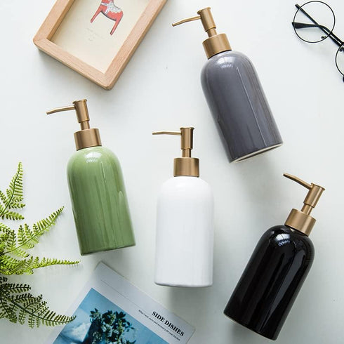 Shurhome Ceramic Hand Sanitizers Bottle Hotel Home Kitchen Soap Dispenser Toilet Lotion Bottle Press Bathroom