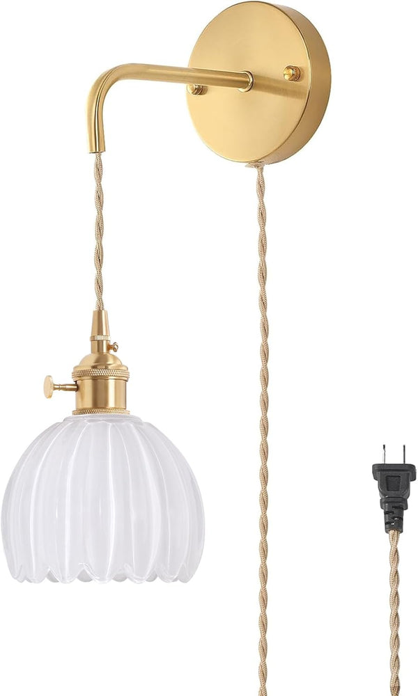 Shenmoyl Vintage Wall Sconce with White Tulip Glass Shade Hanging Wall Sconce