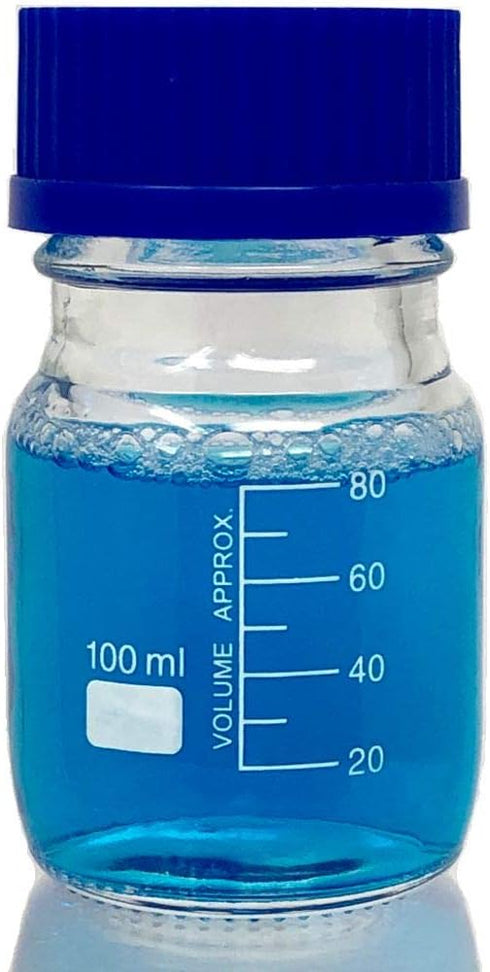 Karter Scientific 100ml Glass Round Media Storage Bottles with GL45 Screw Cap, Borosilicate Glass, Pack of 4