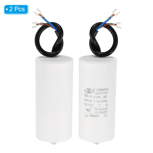 PATIKIL CBB60 60uF Running Capacitor, 2pcs AC 450V 50/60Hz Cylinder Bottom with Screw for Washing Machine, Water Pump