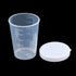 50ml Plastic Transparent Measuring Cups, Pack of 10 Clear Cups for Laboratory Test Calibration with Lid
