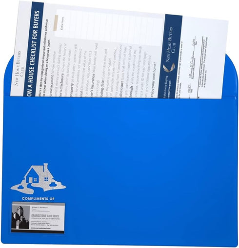 Legal Size Vinyl Document Folder with Clear Business Card Pocket, 5 Pack for Real Estate Agent Supplies