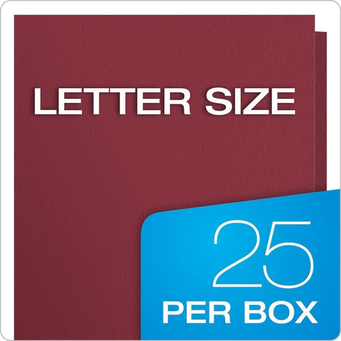 Oxford Twin-Pocket Folders, Burgundy, Textured Paper, Letter Size, Box of 25, Holds 100 Sheets