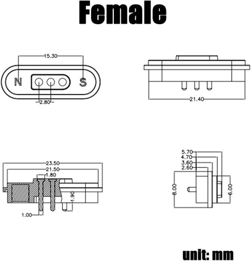 1Pair Magnetic Pogo Pin Connector, 2P/3P/4P/5P/6P/7P/8P/9P/10P/12Pin DC Power Male+Female Socket
