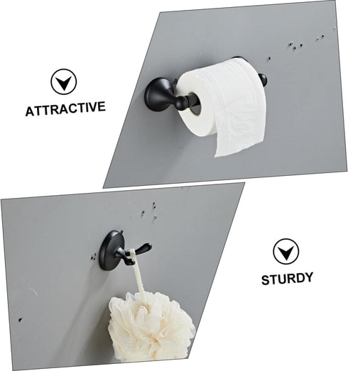 Set Retro Black Stainless Steel Towel Holder for Bathroom