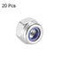 uxcell M3 x 0.5mm Stainless Steel Hex Lock Nuts, Nylon Insert Self-Locking Nuts, 20Pcs Silver Tone