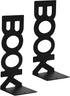 KiBcsLic 2X Heavy Duty Metal Bookends Non Skid Book Stoppers for Home Stationery Office Desk, Black