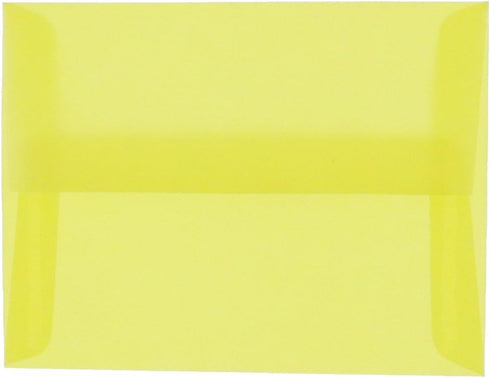 JAM PAPER A2 Translucent Vellum Invitation Envelopes - 4 3/8 x 5 3/4 - Primary Yellow, 50/Pack