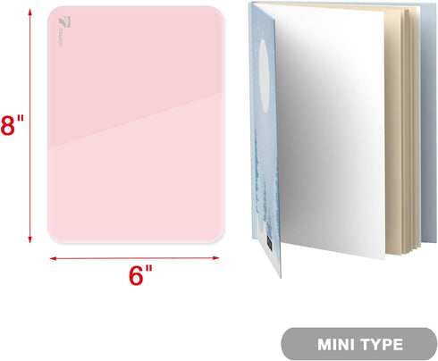 Pink Mini Desktop Whiteboard, 8x6 Inches Pure Glass - Small Slope Slick Desk White Board for Office Home Schooling