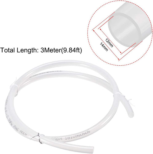 uxcell Pneumatic Tubing, 14mm OD x 12mm ID 10ft Air Brake Tube Nylon Air Line Water Hose Translucent