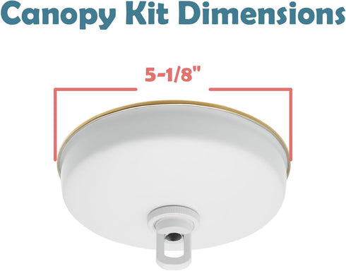 Aspen Creative 21527-21 White,5-1/8 Diameter,23mm Ceiling Canopy Kit with Warm Brass Trim for Chandelier and Pendant
