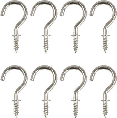 50Pcs 7/8 Inches Brass Plated Ceiling Hooks, Screw Hooks, Silver