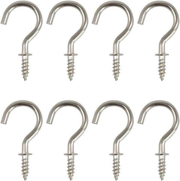 50Pcs 7/8 Inches Brass Plated Ceiling Hooks, Screw Hooks, Silver