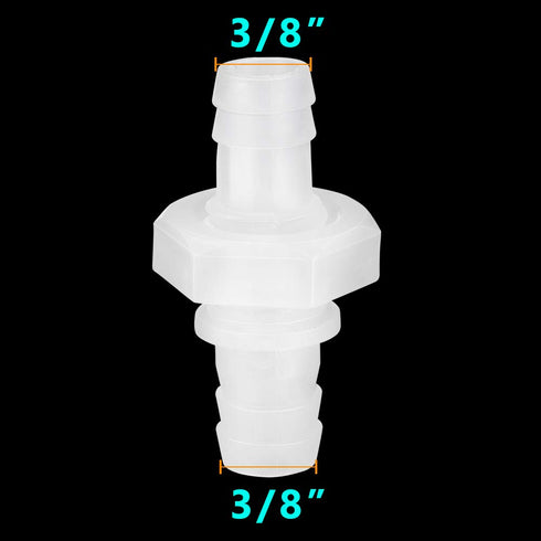 Feelers 3/8" Hose Barb Thru-Bulk Bulkhead Fitting, Plastic Adapter Union Mender Splicer (Pack of 2)