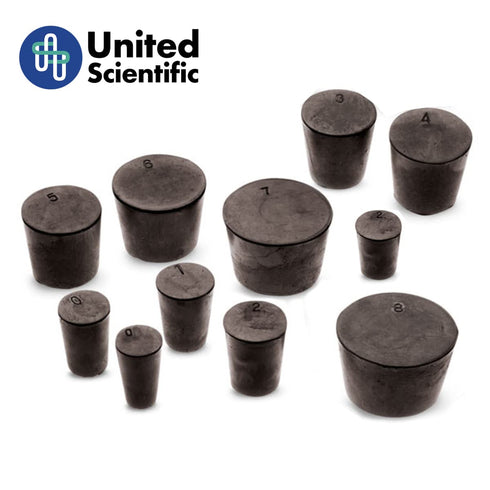 United Scientific RSTPK1 Premium Black Rubber Stoppers, Assorted Sizes, 1 Pound, Good for Sealing Bottles and Tubes