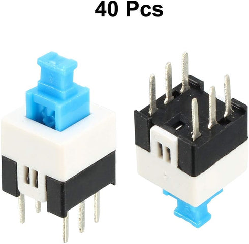 uxcell 40 Pcs 7mm x 7mm PCB Tact Tactile Push Button Switch, Self Lock, 6 Pin DIP