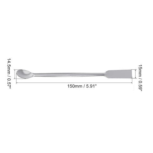 MECCANIXITY Micro Lab Spoons Mixing Spatula End 5.91" Silver 201 Stainless Steel Powders Sampling Spoon for Laboratory Pack of 8