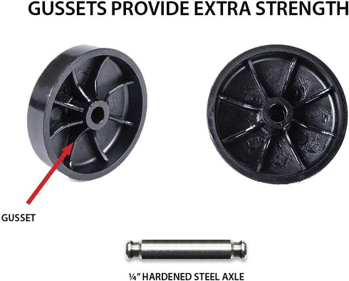 2" Wheel Diameter Black Nylon Swivel Hooded Samson Twin Wheel Caster, 1/4-20 x 1/2" Threaded Stem, Installed Height: