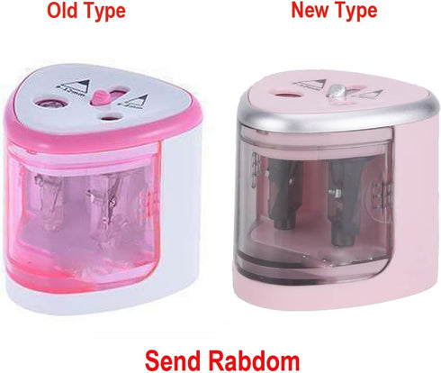 Electric Pencil Sharpener BE-TOOL, 2 Holes Automatic Desk Cutter, Battery Operated, Pink for Kids School
