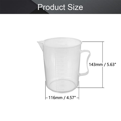 Othmro Measuring Cup 1000ml pp Plastic Graduated Beaker Clear with Handle for Lab Kitchen Liquids 1pcs