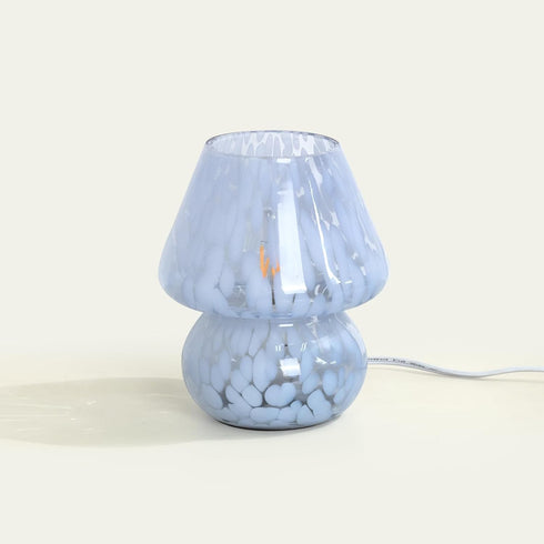 ONEWISH Mushroom Lamp Small Bedside Table Lamp-Nightstand Nightlight Dimmable Stepless, Translucent Glass