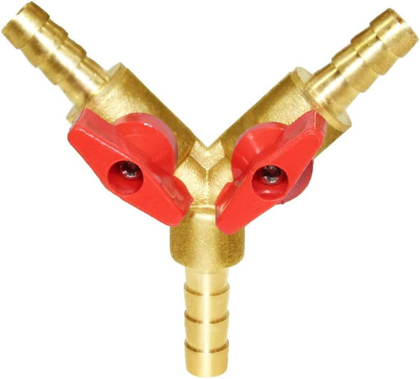 Joywayus 3/8" Hose Barb, Y Shaped Type 3 Way Union Intersection/Split Brass Shut Off Ball Valve Fitting