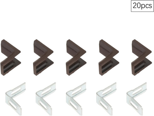 20Pcs 90 dophee Degrees L Shape Metal Corner Brackets with Plastic Cover Right Angle Corner Brace Joint for Shelves