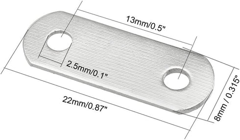 uxcell Repair Plate 22mmx8mm - Flat Fixing Mending Corner Brace Bracket Connector, Pack of 10