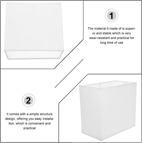 7.08X6.49X3.93 Inch Amosfun Rectangular Cloth Lampshade White Fabric Lamp Shade Replacement for Table and Floor Lamps