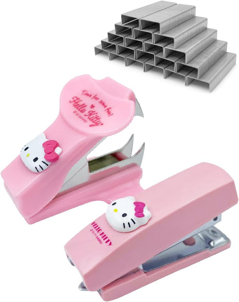 Kitty Mini Stapler with 1,000 Staples/Box, Staples Remover Set, School, Office Stationery, Mini Stapler Set
