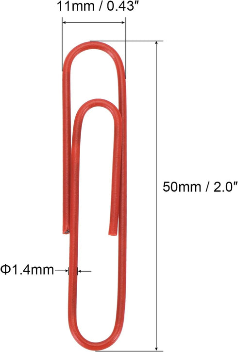MECCANIXITY Paper Clips Medium Size 2 Inch Vinyl Coated to Prevent Tearing Pages with Box for Organize Office Home Red Count 100 by MECCANIXITY